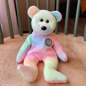 Multicolor Plush Birthday Bear Beanie Baby